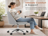 Comfy Office, Adjustable Swivel Desk with Wheels, Wide Seating, Modern Fabric Vanity 81207517