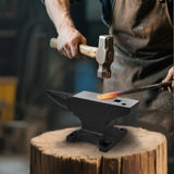 Single Horn Anvil, 45Lbs Cast Steel Anvil, High Hardness Anvil, Four holes in the Base for Fixing, W2885P300079
