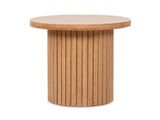 Kenzie 19.5" Fluted Pillar Round Accent Side Table, Light Natural Brown Rubberwood B2719P280165
