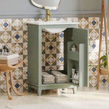 20 Inch Modern Small Bathroom Vanity Cabinet With Ceramic Basin- 20*14.5*33.3 Inches,Ample N729P170386F
