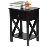 Black Spray Paint Cross Type Single Suction Double Layer Nightstand 74831538