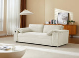 Beige Loveseat Sleeper Sofa with Storage Armrest ,USB Port W588P444893