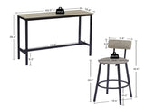 Bar Table Set with 2 Bar stools PU Soft seat with backrest, Grey, 43.31'' L x 15.75'' W x 35.43'' H. 50606660