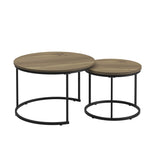 Nesting Coffee Table Set of 2, 27.6inch Round Coffee Table Industrial Wood Finish with Sturdy Metal 47776106