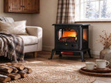23" Electric Infrared Fireplace Stove, Freestanding Heater with Realistic Log Flame, Timer & 09597266