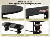 70.9" Oval Dining Table for 6 People, Fluted Panel Legs with 2 Side Open Storage Shelves, MDF 89425434