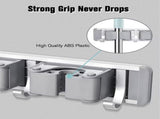 2 pack Mop & Broom Holder Wall Mounted Metal Tool Storage Organizer Rack, Silver, 4 Slots & 5 Hooks 38644633