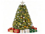 5FT Pre-Lit Artificial Christmas with Ornaments, 140 Warm White LED Lights, PVC Hinged Xmas 87148215