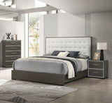 1pc Contemporary 2-Drawer Nightstand with Chrome Accents Gray Rustic Finish Bedroom Wooden Furniture B011P236784