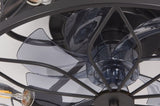 18.1-inch Black Vintage Caged Ceiling Fan Light Quiet Operation, Remote Control, Industrial Style W1340P246414