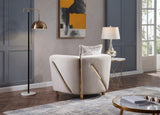 Thick Velvet Fabric Upholstered Chair Made With Wood in Beige B009P153972