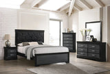 1pc Modern Glam Style Two Drawers Nightstand Black Finish Solid Wood Crystal-Like Button Tufted B01181413