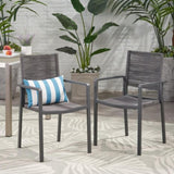 Outdoor Modern Aluminum Dining Chair with Rope Seat , Gray and Dark Gray 70660.00DGRY