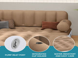 Queen Air Sofa Bed Mattress with Headboard & Pump for Home Camping Guests, Khaki 75562742