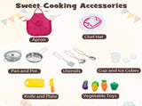 Interactive Kids Play Kitchen with Ice Maker & Chalkboard, Corner Design Pretend Cooking Set with 98686354
