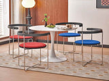 Folding Chair with Modern Design,Chrome Frame with Wood back,Upholstered for Dining Living Room W2105P250642