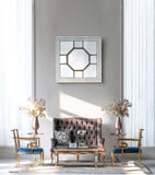 48"x48" Antique Style Decorative Square Wall Mirror with Mirrored Frame, Wall Decor for Living Room W2078126897