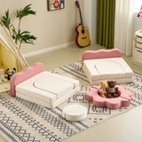 12-Piece Modular Kids Sofa All-Sponge Design Free Combination Pink & White Colorblock Corduroy 76926645