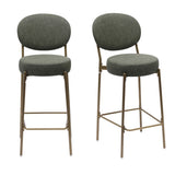 29'' H Seat Height Upholstered Bar Stools Set of 2 Faux Leather Counter Dining Stool with Golden W1757P227879