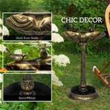 Bronze bird bath feeder with flowerpot base 90641002