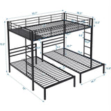 ZNTS Full over Twin&Twin Size Bunk Bed with Built-in Shelf, Black 81812527