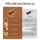 Professional 4/4 Full Size Violin Set - Durable, Lightweight Design with Stable Rich Sound, Smooth 99938101