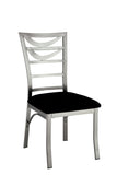 ZNTS Contemporary Silver Metal 2pc Dining Chairs Black Microfiber Seat Dining Room Ladder Back Chair B011P232977