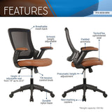 ZNTS Mid-Back Mesh Task Office Chair with Height Adjustable Arms, Brown 61440743