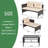3 Piece Outdoor PE Rattan Furniture Set, Patio Black Wicker Conversation Loveseat Sofa Sectional 41175720
