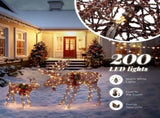 2pcs 4ft 30V 3.6W Moose Family 200LED Leather String Light Garden Moose Decoration Brown 22777896