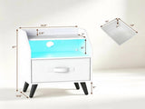 LED Nightstand with Charging Station, 16 Color RGB Remote Controlled Bedside Table with 2 AC Outlets 50953806