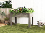 Grey Bed with Legs, Elevated Wooden Planter Box for Outdoor Plants Flowers Fruits Vegetable Herb 53470773