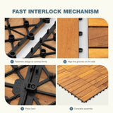 27pcs Acacia Wood Interlocking Flooring Tiles Waterproof Flooring for Outdoor & Indoor Patio, T3839P363040