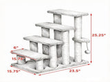 Gray 4-Tier Cat Climbing Steps with Scratching Posts, for High Bed & Sofa Bedroom/Living Room 56118925