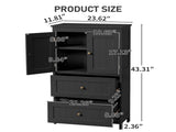 2-Drawer 2-Cabinet-Door Vertical-Grain MDF Painted Bathroom Cabinet 23.62*11.81*43.31in Black 10953563