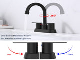 2 Handles Matte Black Faucet, Brushed Nickel Centerset RV Bathroom Faucets for 3 Hole pop-up drain 44548549