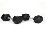 30LB HDRS Rubber Coated Solid Cast Iron Dumbbell with Contoured Chrome Handle, Hexagon 71566476