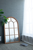 ZNTS 34x54.3" Large Arched Accent Mirror with Brown Frame with Decorative Window Look Classic W2078124336