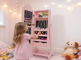Pink, heart-shaped, MDF, spray-painted, 1-door, 1-shelf children's jewelry and mirror cabinet 11868552