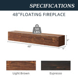 ZNTS 48" Rustic Wood Fireplace Mantel , Wall-Mounted & Floating Shelf for Home Decor 77590154