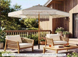 7 Ft Boho Fringe Patio Umbrella Striped Canopy, Wind Vent Aluminum Pole Outdoor Beach Umbrella 57028834