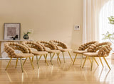 Set of 2 Modern Velvet Dining Chair with Bubble Back, Accent Chair with Gold Metal Legs, Upholstered W3875P446131