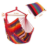 Hammock Hanging Canvas Porch Patio Swing Seat Portable Camping Rope Seat Wooden Stick Hammock 93130373