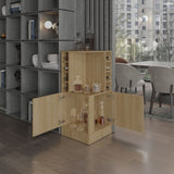 Jakes 42" Tall Corner Bar Cabinet with Eight Wine Bottle Cubbies and Double Door cabinet, Living B200P253729