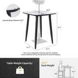 Modern 35.4'' Rounded Square Outdoor Bar Table, Greek White Marble-Inspired Sintered StoneTop, W1886P300274