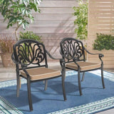 Cast Aluminum Patio Dining Chair 2PCS With Black Frame and Cushions In Random Colors W1710P166051