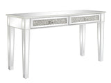 2-Drawer Modern Style Diamond-Embellished Computer Desk MDF Mirrored Entryway Table 42*15*29.92in 03566271
