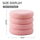 Round Storage Ottoman, Modern Sherpa Footstool, Teddy Vanity Stool with Flip-Top Tray, Makeup Chair 79606921