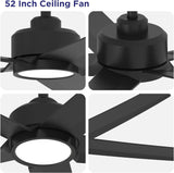 52 inch Ceiling Fans with Lights, Large Air Volume Ceiling Fans with Reversible Quiet DC Motor and 33664919