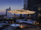 10 FT Solar LED Patio Outdoor Umbrella Hanging Cantilever Umbrella Offset Umbrella Easy Open 73726106